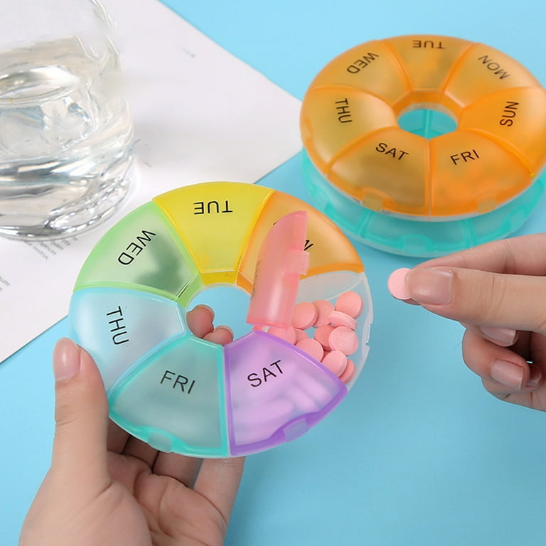Round Portable Pill Box Medicine Planner Small case 7 Day Weekly Travel Container Medication, Vitamin Holder Boxes Organizer Pillbox Dispenser Organizer - Walmart.com