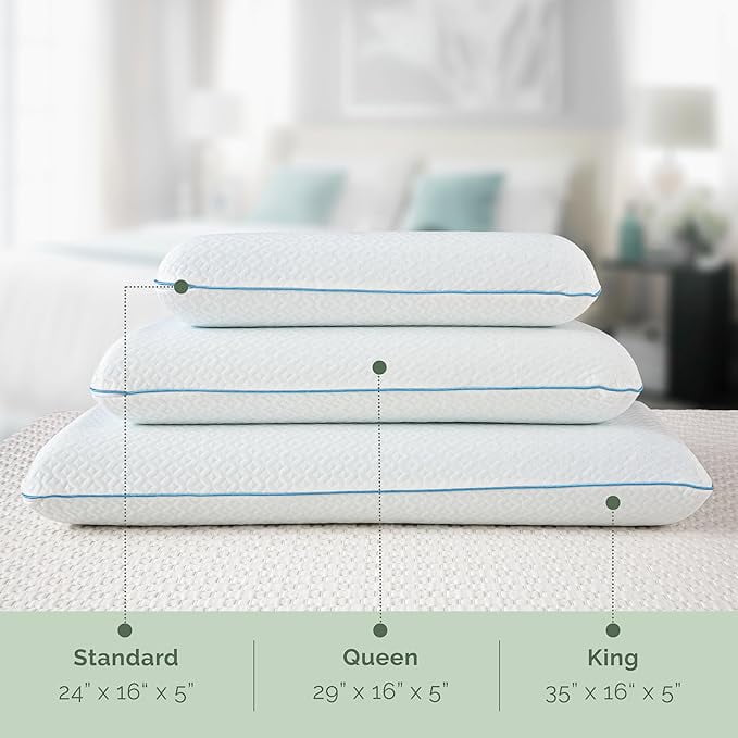 Mocassi Memory Foam Pillow, Soft & Supportive for Back, Side, and Stomach Sleepers, Breathable Washable Cover, Luxury Bed Pillow for Home or Travel - 2-Pack, King