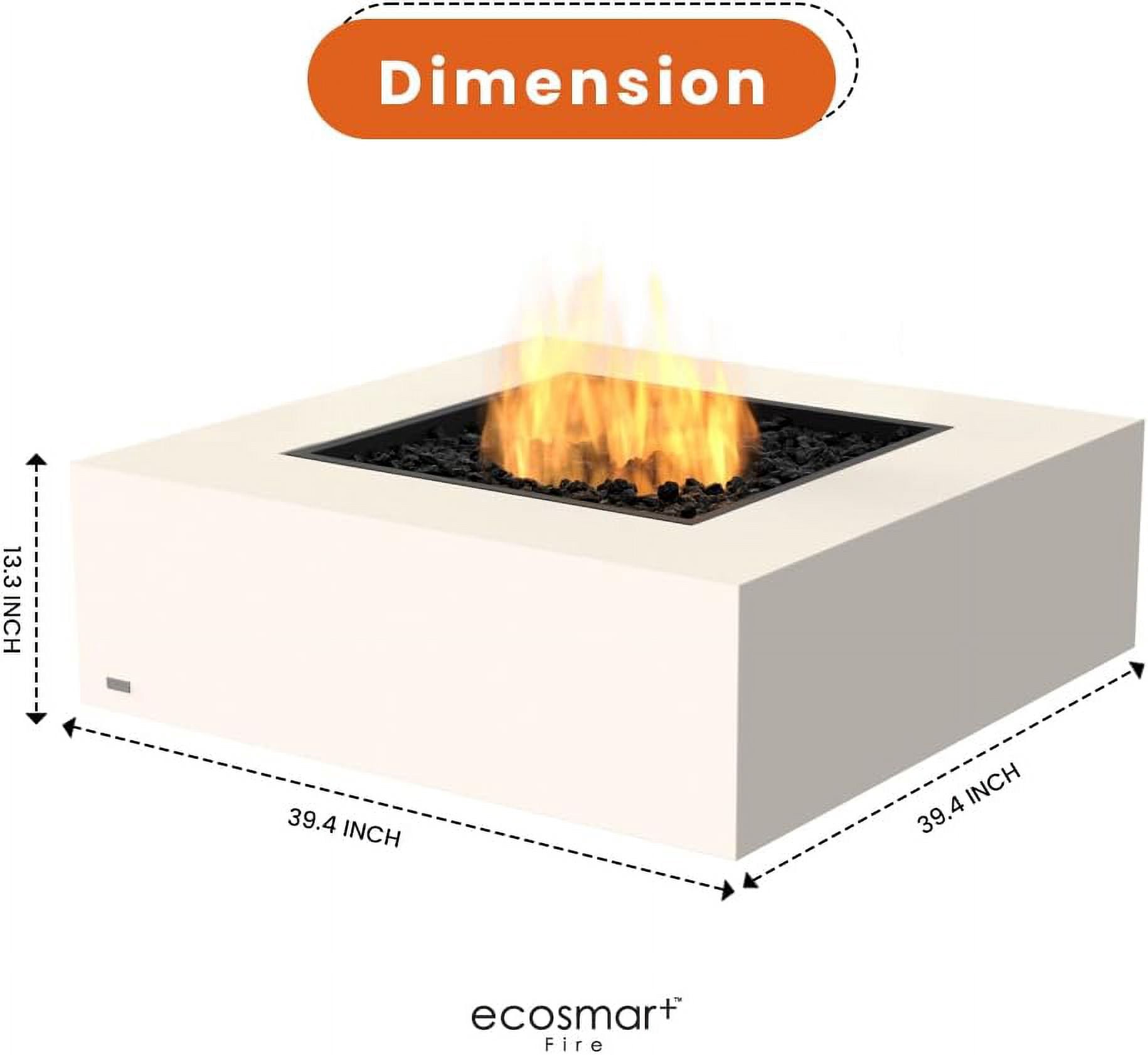 Ecosmart | Base 40 Fire Pit Table | Bone Color | Stainless Steel Gas Burner | Elegant Curved Design with Versatile Wide Lip | Complements Any Decor and Setting