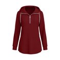 thumbnail image 7 of Horkkom Quarter Zip Pullover Women Casual Tunic Drawstring Tops Fashion Solid Color Comfort Hoodie with Pockets L, 7 of 7