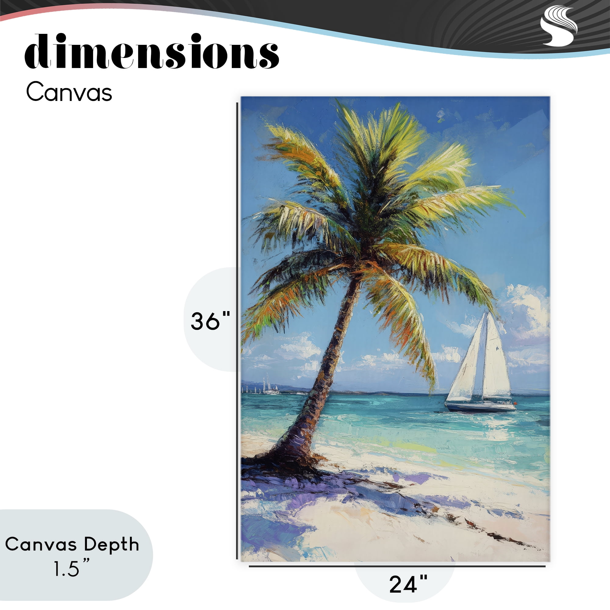 Stupell Industries Palms & Sails Beach View Canvas Wall Art, design by Petal Prints Design
