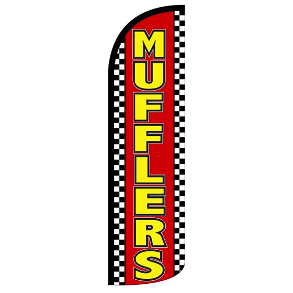 Mufflers (Letters) Windless Flag (Hardware Not Included) Windless Flag Without Pole | Advertisement /Business Flags | Feather Flag |