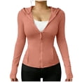 thumbnail image 4 of Yotami Womens Sun Jacket with Thumb Hole Lightweight Long Sleeve Workout Hooded UPF 50+ Jacket for Running Zipper Shirt Rose Gold L, 4 of 5