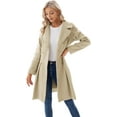 thumbnail image 3 of Women's Elegant British Style Trench Coat Lapel Collar Double Breasted A Line Mid Long Jacket with Pockets, 3 of 11