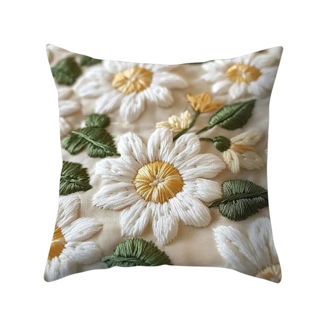 Throw Pillow Cover 18 Inch Short Lint Embroidered Decorative Square Pillowcase For Sofa Bedroom Living Room Home Decoration