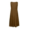thumbnail image 5 of Kmdttou Women's Summer Short Sleeve Casual Dresses Fashion Holiday Summer Solid Color Sleeveless Party Beach Dress (Size:S-2XL), 5 of 8