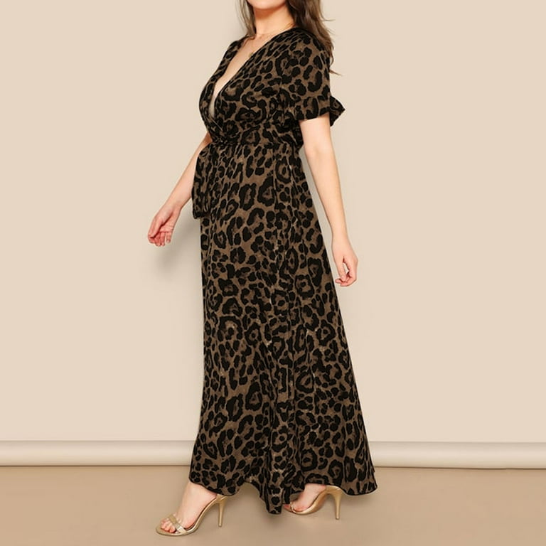 Petite leopard print 2025 maxi dress