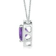 thumbnail image 2 of ANGARA Natural Heart-Shaped Amethyst Pendant with Diamond Halo in 14K White Gold for Women (Size-6mm) | February Birthstone, Birthday, Anniversary, Jewelry Gift for Women | Natural Amethyst Necklace, 2 of 9