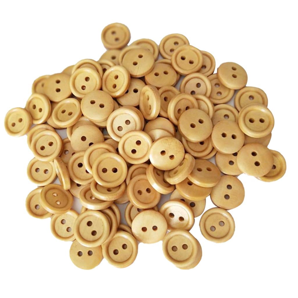 Abbraccia 5x100Pcs Vintage 2 Holes Wood Buttons for Sewing Scrapbooking Dark Brown 15mm 5 Pcs