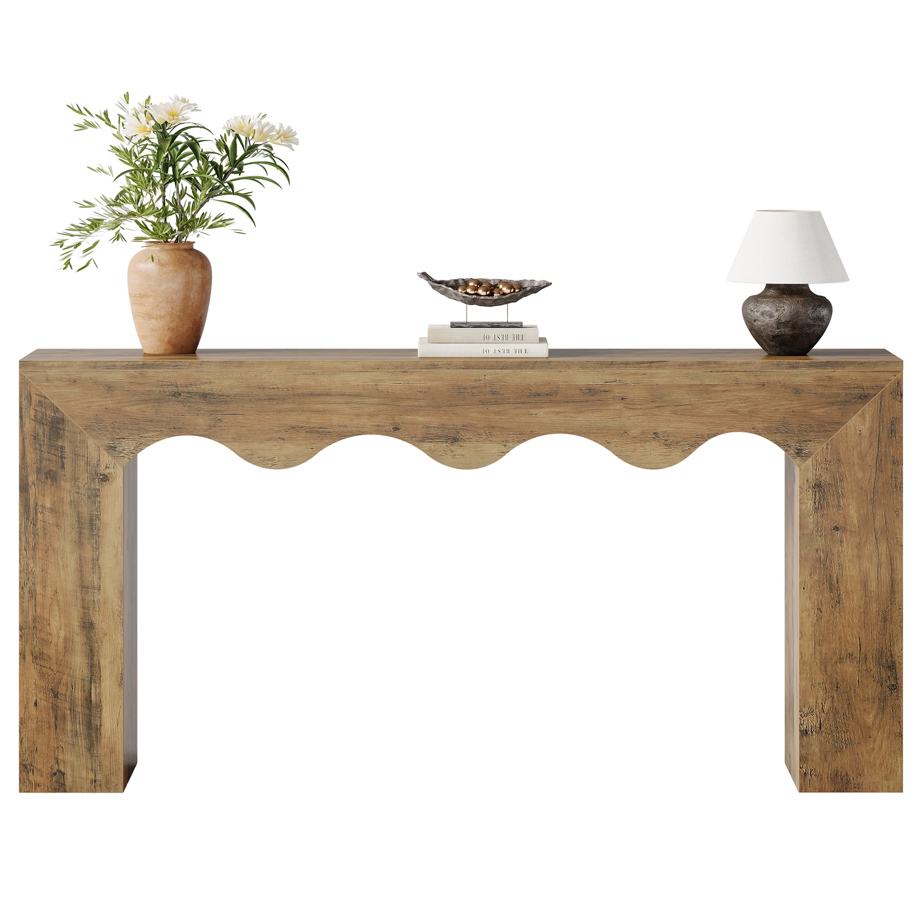 Tribesigns 63" Farmhouse Console Table, Wooden Couch Table Behind Sofa with Storage, Long Entryway Sofa Station, Narrow Console Stand with Base, Hallway Stand for Entryway, Living Room, Rustic Brown