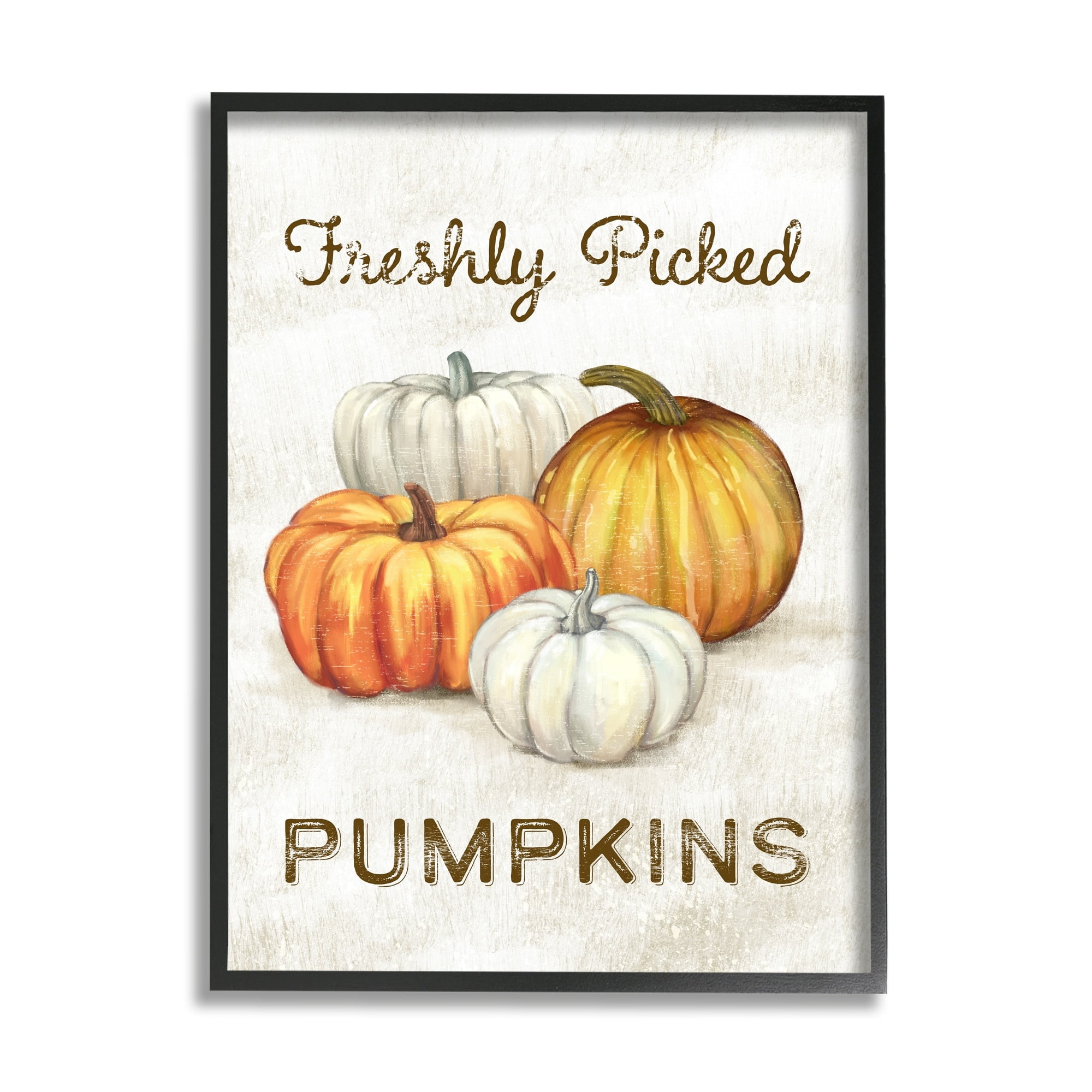 Stupell Industries Freshly Picked Pumpkins Phrase Orange White Pumpkin Harvest, 16 x 20,Design by Ziwei Li