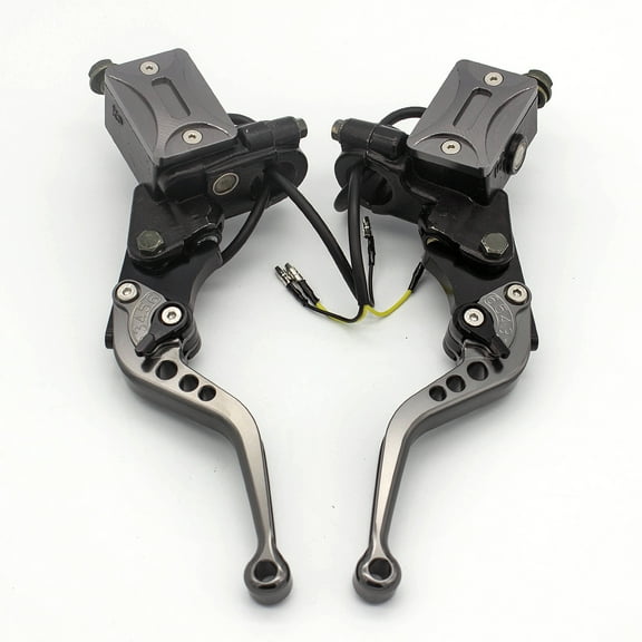 FXCNC 7/8" Motorcycle Hydraulic Clutch Brake Levers Master Cylinder Reservoir Fit 50-400cc Sportbike Streetbike Gray