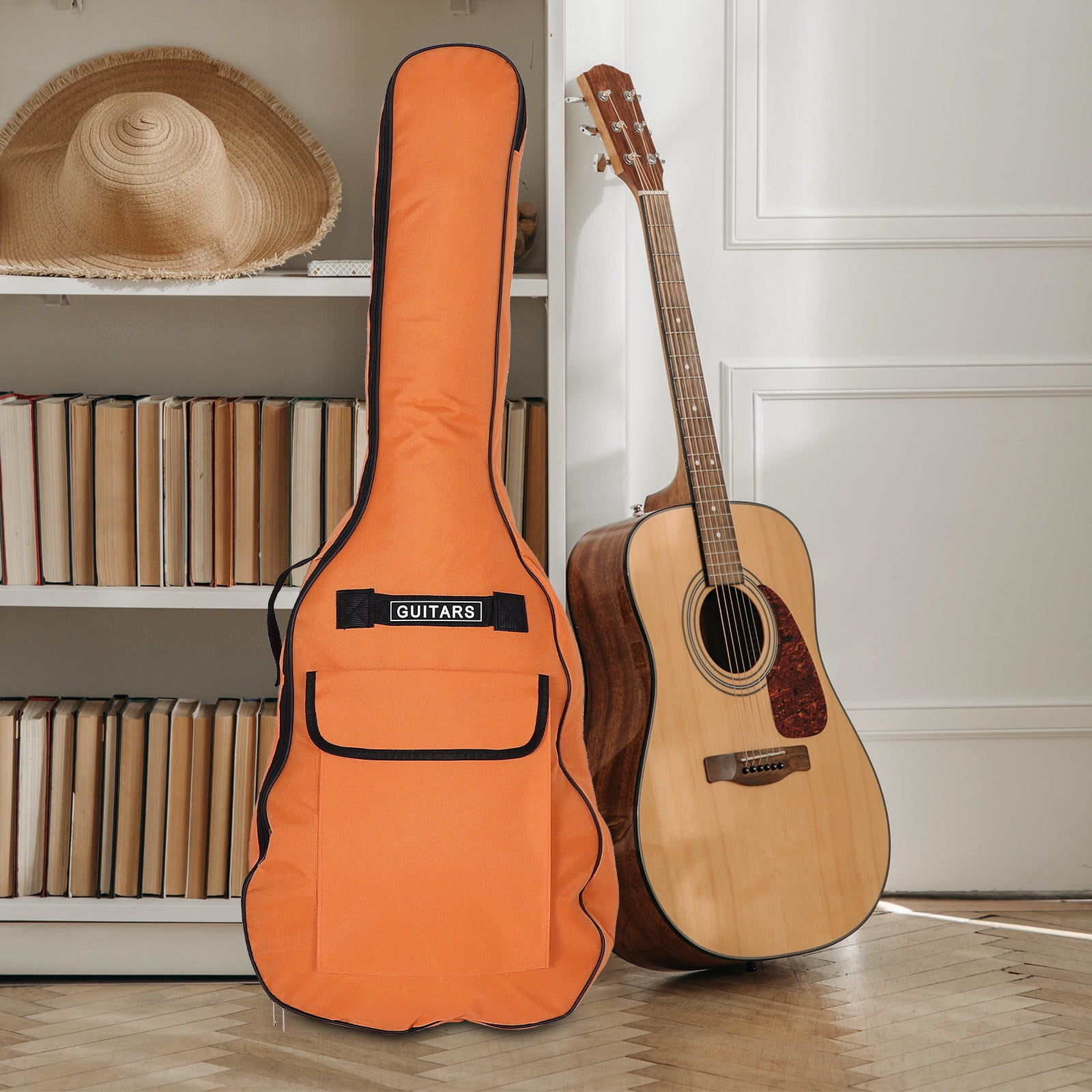 OUNONA Orange Acoustic Bass Guitar Case with Ultrathick Padding and Dual Shoulder Straps for Easy Carry