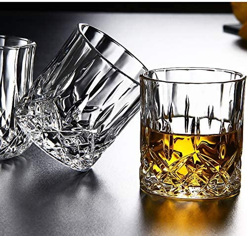 PATALACHI Whiskey Glasses 300ml Old Fashioned Capacity Crystal Whiskey Tumbler Thick Weighted Bottom for Drinking Bourbon Malt Cognac Irish Whisky Cocktails Set of 2 