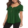 thumbnail image 2 of Femmes Été Plus Size Tunic Tops Manches Courtes Blouses Casual Floral Henley Shirts, 2 of 5