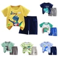 thumbnail image 2 of YUEHUA 5t Boys Summer Clothes Casual Relaxed Regular Fit Big Rig Truck Print Loose Casual Tops Elastic Waist Shorts Toddler Outfits Cute Set, 2 of 3