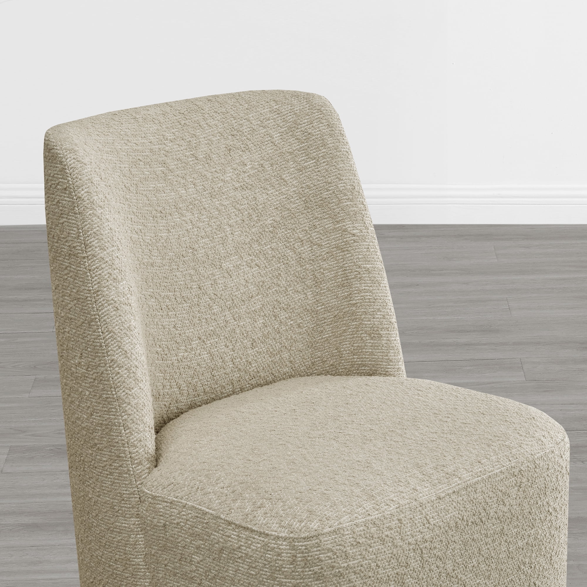 Spruce & Spring Modern Upholstered Dining Chair with Hidden Casters & Wood Base Set of 2, Oatmeal