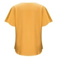 thumbnail image 6 of Summer Tops for Women V Neck Flare Short Sleeve Chiffon Shirts Solid Color Casual Lightweight Summer Tee Blouse, 6 of 9