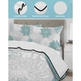 thumbnail image 4 of Turquoise White Floral Twin XL Size Down Alternative Comforter,Lightweight Comforter Quilt Bedding Set with Pillow Shams Elegant Chrysanthemum Farmhouse All Seasons Bed Comforter Duvet Insert 68"x98", 4 of 7
