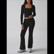 thumbnail image 5 of Conjuntos de Salón para Mujer, Conjuntos Casuales Y2K de 2 Piezas, Tops Cortos de Corta, Pantalones Acampanados con Pliegues y Chándales. Negro L, 5 of 10