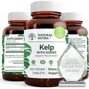 Natural Nutra Sea Kelp Iodine Supplement for Thyroid Support and Immune System- 100 Tablets