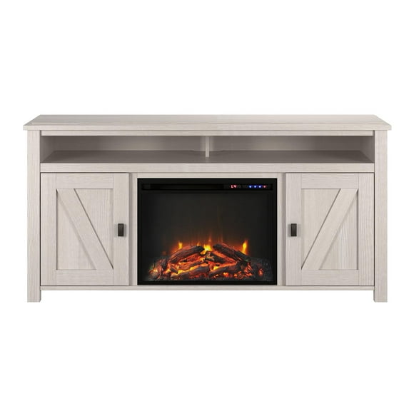 RealRooms Goldendale Electric Fireplace TV Console for TVs up to 60", Ivory Oak