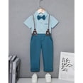 thumbnail image 5 of SANMIO Toddler Baby Boy Clothes Suit Gentleman Wedding Outfits, Formal Dress Shirt with Bowtie + Suspender Pants 1-5 Years, 5 of 7