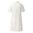 thumbnail image 5 of B91xZ Robes de Printemps Été pour Femmes à Encolure Carrée, Manches Courtes, Longueur Genou, Fluides, Évasées, Froncées, Mini Robes, Robe d'Été, Blanc TTG, 5 of 5