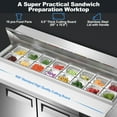 thumbnail image 3 of Coolski 60’’ Wide Commercial Salad Bar Refrigerator, Stainless Steel Refrigerated Sandwich Salad Prep Table with 2 Doors 16 Pans, Large Capacity ETL NSF Approved, 3 of 8