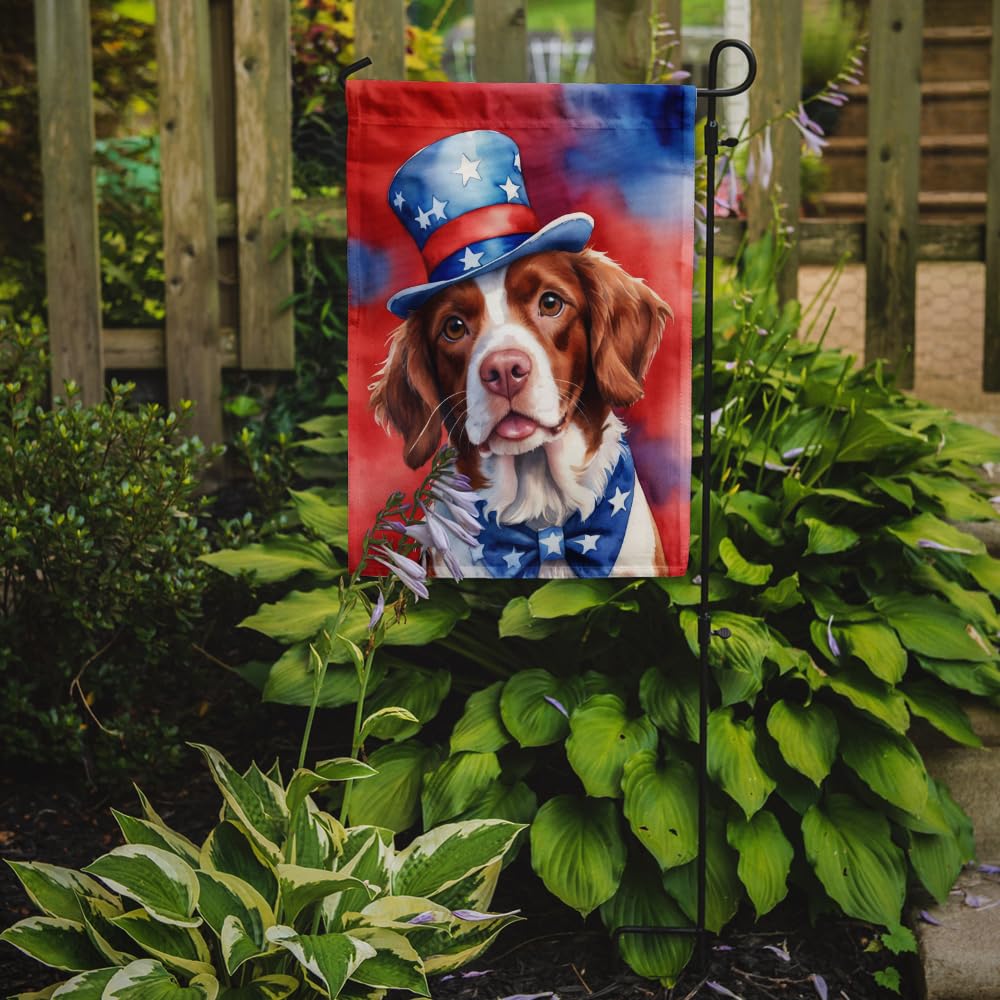 Brittany Spaniel Patriotic Garden Flag 11.25 in x 15.5 in