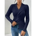 thumbnail image 4 of Sweaters for Women Fall Long Sleeve V Neck Ribbed Knit Sweater Slim Fit Solid Basic Casual Tops L, 4 of 9