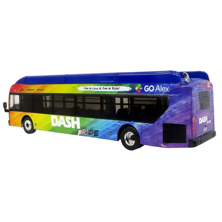 New Flyer Xcelsior XN40 Transit Bus Blue with Rainbow Graphics
