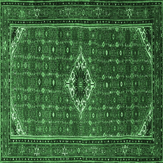 Ahgly Company Indoor Square Persian Emerald Green Traditional Area Rugs, 7' Square