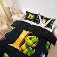 thumbnail image 2 of Erosebridal Kids Dinosaur Queen Duvet Cover Set for Boys Girls, Dino Letter I Bedding, Black Reversible 3pcs, 1 Duvet Cover and 2 Pillowcases (No Comforter), 2 of 6