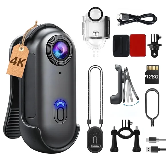 MUOXUEQN Cámara en Primera Persona 4K UHD, Adecuada para Varios Escenarios dashcam: fitness, Ciclismo, Buceo, Filmación de Mascotas, vlogging, Pesca, Correr.