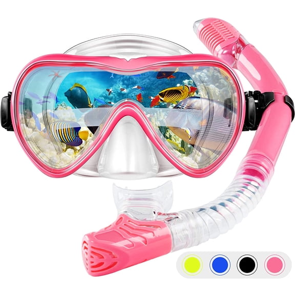 Snorkel Set Snorkeling Gear Adults, Dry Top Diving Masks and Snorkel for Man Women, Easy-Breath Scuba Gear with Anti-Leak Anti-Fog Tempered Panoramic Glass for Diving, Swimming