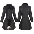 thumbnail image 2 of Idoravan Women's Gothic Steampunk Corset Costume Coat Victorian Tailcoat Jacket Womens Middle Ages Solid Turndown Collar Long-Sleeved Long Sleeved Lacework Tops Buttons Coats, 2 of 6