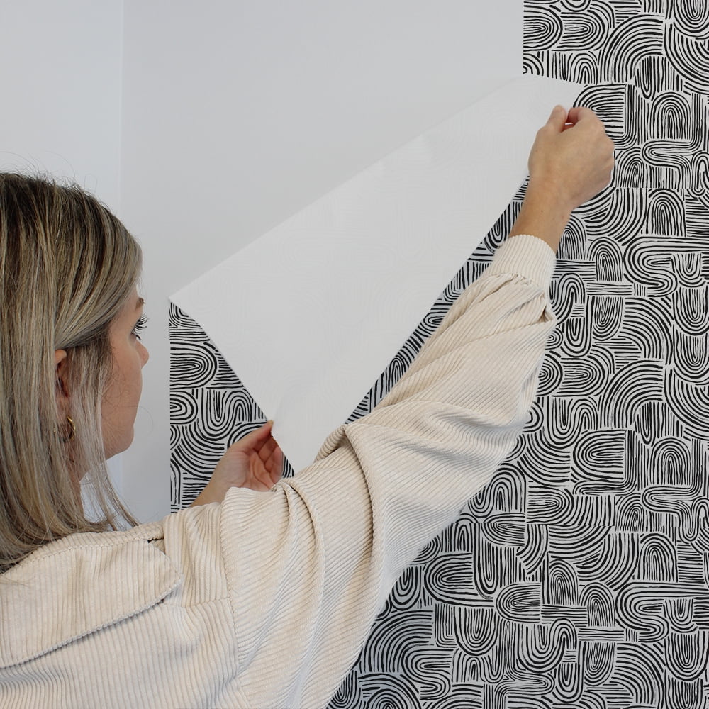 Tempaper Swell Black Pearl Peel and Stick Wallpaper, 20.5" x 16.5'