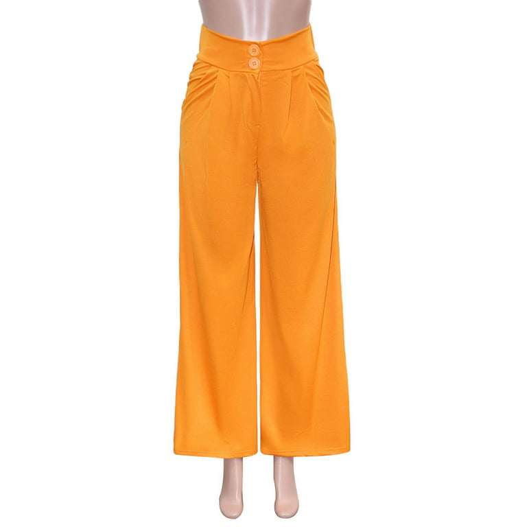 YWDJ Pants for Women Trendy Dressy Clothing 2023 's Casual Fashion Sexy  Solid Color Minimalist Wide Leg Pants Casual TrousersYellowL 
