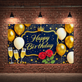 thumbnail image 7 of Navy Blue and Gold Happy Birthday Banner with Crown Stars Balloons Roses and Champagne Glasses Background for Birthday Party Decorations Photography Props Celebrations Event Backdrop Party Supplies, 7 of 7