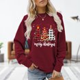 thumbnail image 1 of Vêtements d'automne pour femmes, couleur unie, imprimé arbre de noël, pulls en polaire, tenue quotidienne, 1 of 8