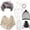 Type-15, variant on ICHTHYOSAUR 100 Days of School Costume, Old Lady Cosplay Black White Curly Wig Glasses Wig Cap Cane Hair Roller Necklace Bracelet