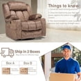 thumbnail image 3 of EPICOZY Swivel Rocker Recliner Chair with Heat and Massage, Manual Glider Rocking Reclining Chair, 360° Swivel Overstuffed Lounge Chair with 2 Cup Holders, Side Pockets & USB Ports, Fabric Brown, 3 of 7