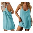 thumbnail image 2 of Womens Workout Romper Dress with Shorts Underneath Sleeveless Spaghetti Straps Athletic Outfits S, 2 of 6