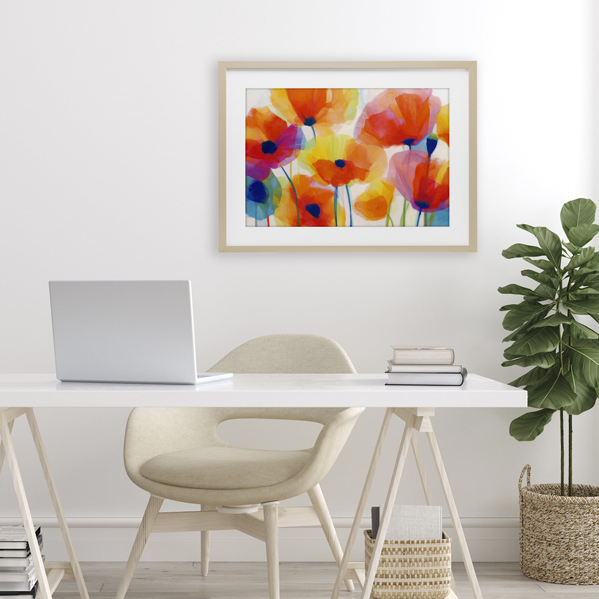 Stupell Industries Poppies At Golden Hour Birch Framed Print Under Glass, design by Chromatic Storm Studio