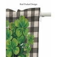thumbnail image 5 of Plaid Black Linen Curtain Valance for Bedroom/Bathroom/Kitchen/Office/Living/Dining Room Windows,St. Patrick's Day Green Botanical Plant Rod Pocket Topper Drapes Decorative Cafe Drapery Panel 54x18, 5 of 6