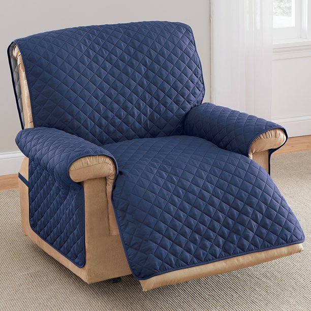 Collections Etc Reversible Quilted Jumbo Recliner Cover, SpillResistant with Ties Covers Seat