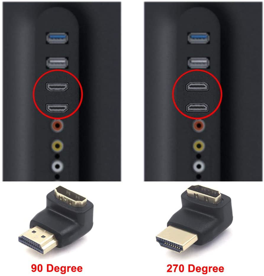 HDMI Male to Female Adapter VCE 3D&4K Supported HDMI 90 Degree and 270 Degree ConnectorCombo