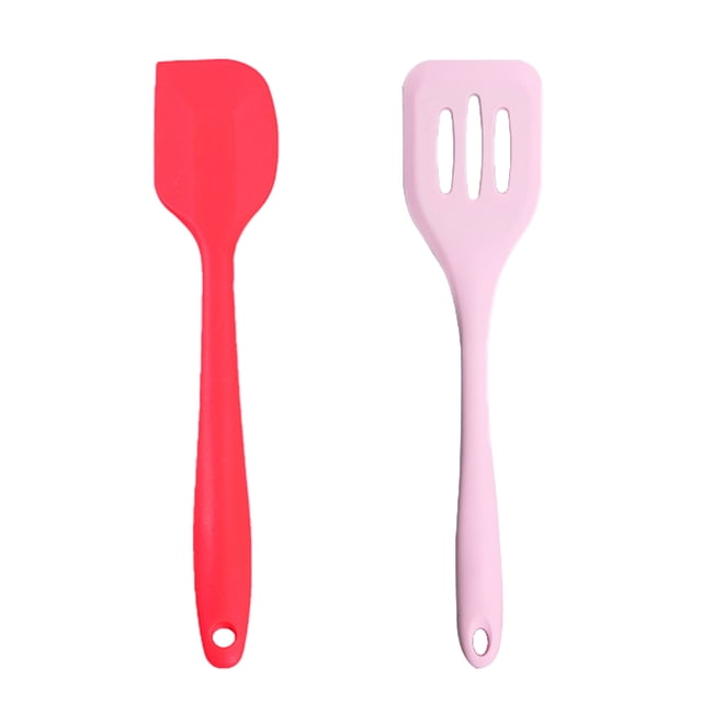 Juego de mini utensilios de cocina de 2 piezas: utensilios de cocina de silicona con espátulas