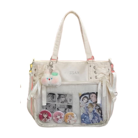 itabag JK Women's Large Capacity Ita Handbag with Black Pink BeigeCute Anime Shoulder BagNo Charms Included
